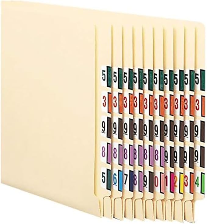 File Right Number Labels Roll – Color-Coded Numeric Filing Labels, 1-5/8" × 7/8" Laminated Self-Adhesive File Folder Numbers for, Office Filing Systems, Automotive Records – Roll #6, 3 Roll