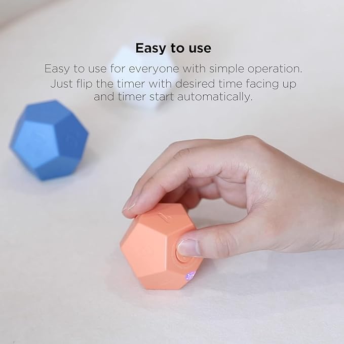 mooas Dodecagon Time Ball Rechargeable Mini Timer (Sand Peach), 11 Preset Times, Desk Productivity & Workout Timer, Sound/Vibrate/Mute, Easy to Use