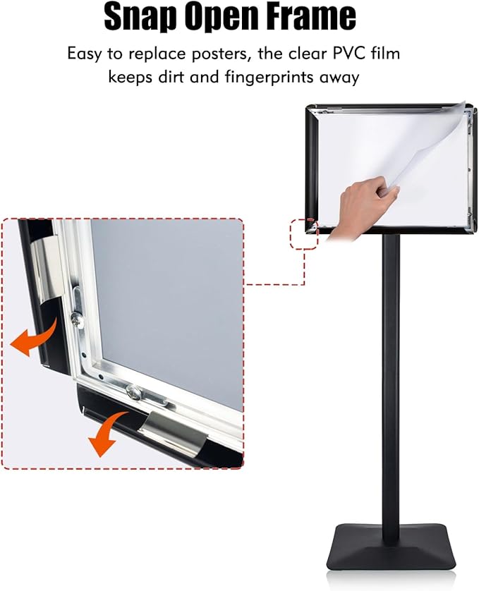 Golemas Sign Stand for Display, 11lbs Integrated Rod Heavy Duty Pedestal Floor Signage Stand Holder, for Outdoor or Indoor Advertising (11 x 17, Black, 3Pack)