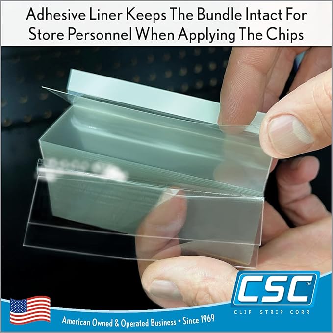 Price Data Channel Label Holder Chips, Clear Plastic Tags, 3" L x 1.25" H, 10 Mil Thick, Gondola Shelf Edge, Reusable, Made for Point of Purchase Shelf Molding by Clip Strip Corp., 250 Pack