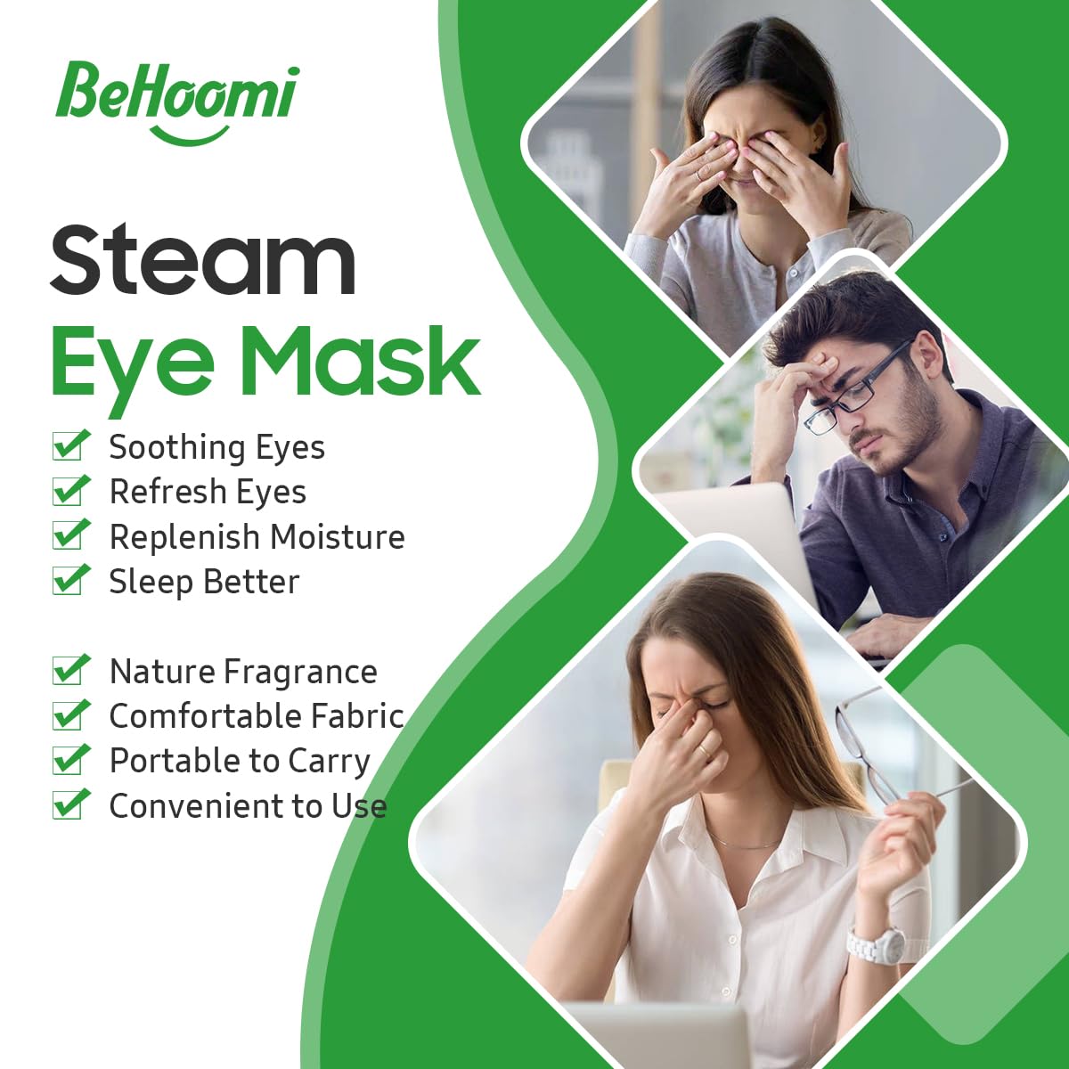 Steam Eye Mask, 10 Packs Heated Eye Mask, Self Heating Disposable SPA Warm Compress for Eyes Sleep Mask, Soothing Moist Heat Eye Masks, Travel Essentials & Relaxation Gifts (Lemongrass Scent)