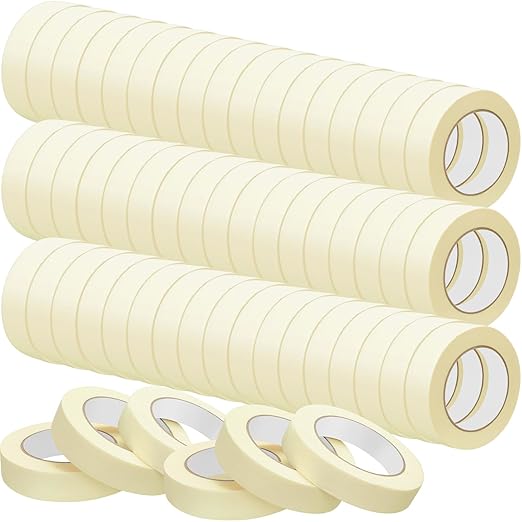 Fainne Masking Tape Bulk General Purpose Masking Painting Tape 55 Yards for Painting Home Office School Stationery Arts Crafts Basic Use, Easy Removal(60 Rolls,1 Inch)