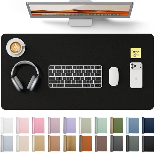 YSAGi Leather Desk Protector, Non-Slip Large Mouse Pad, Waterproof PU Laptop Mat Table Pad for Office and Home (90 x 43 cm, Black)