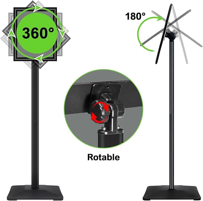INNOVSIGN 3Packs Heavy Duty Adjustable Pedestal Poster Sign Stand, 8.5x11 Aluminum Open Floor Standing Sign Holder for Vertical and Horizontal View Display (8.5x11,Black)