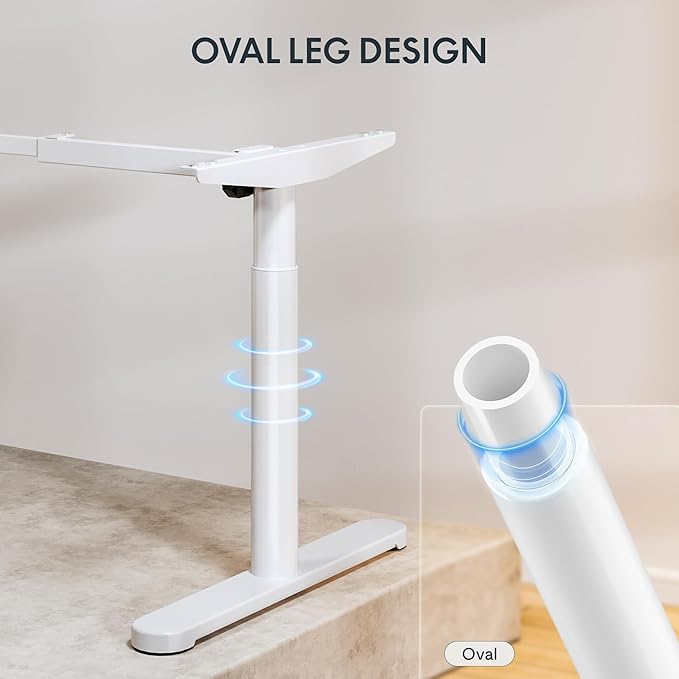 FLEXISPOT Bamboo Electric Standing Desk with Elegant Oval Legs, 55"x28" Height Adjustable Desk for Home Office & Living Spaces, White Frame