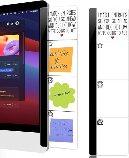 Computer Monitor Memo Board I Match Energies So You Go Ahead and Decide How We're Going to Act Logo Monitor Message Board Office Desk Accessories Gifts for Friends and Colleagues