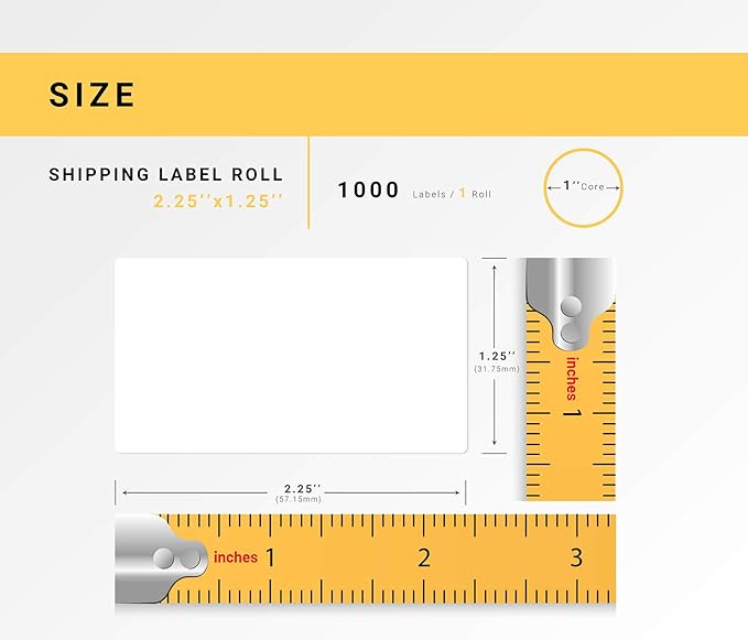 HOUSELABELS 2.25" x 1.25" Address Labels on 1" Core Compatible with Zebra and Rollo Printers, 15 Rolls / 1,000 Labels per Roll
