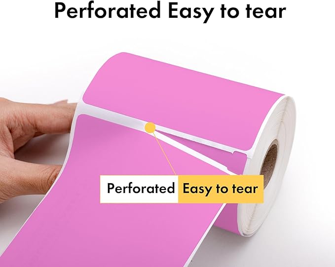 HOUSELABELS 2.25" x 1.25" Pink Address Labels on 1" Core Compatible with Zebra and Rollo Printers, 4 Rolls / 1,000 Labels per Roll