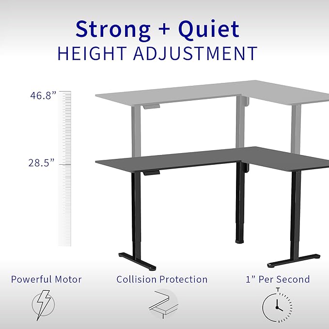 VIVO Electric Corner 75 x 63 inch L-Shaped Standing Desk, Memory Height Adjustment, Black Top Black Frame, DESK-E3CTB-75