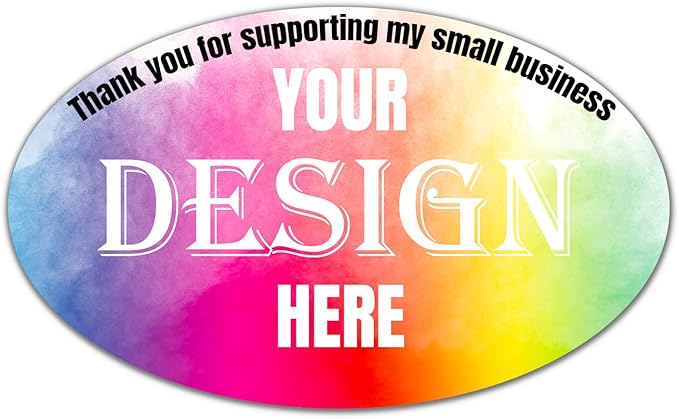Custom 100-500 Personalized Labels, Oval 5x2 Inch Stickers with Logo & Text for Business, Thank You Labels