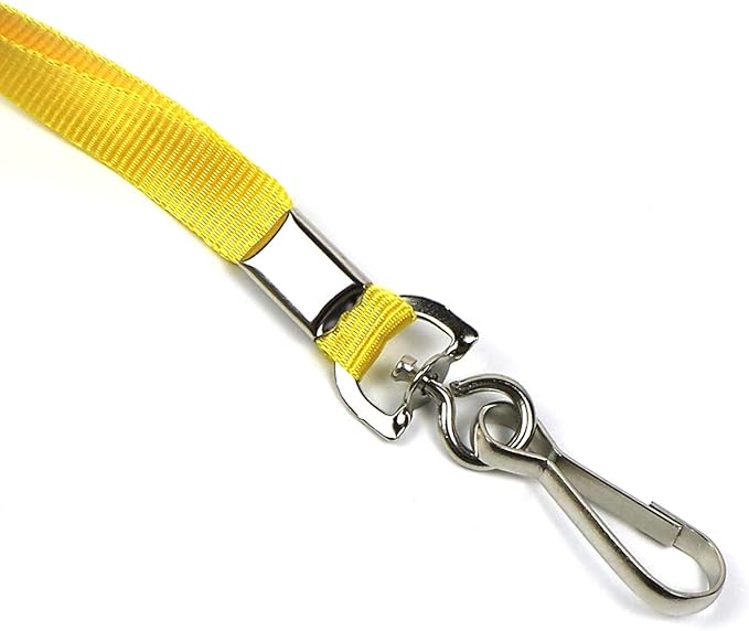 Beebel Yellow Lanyards 100 Pcs Lanyard for Id Badges Flat Lanyard with Badge Clip with J-Hook (Yellow)