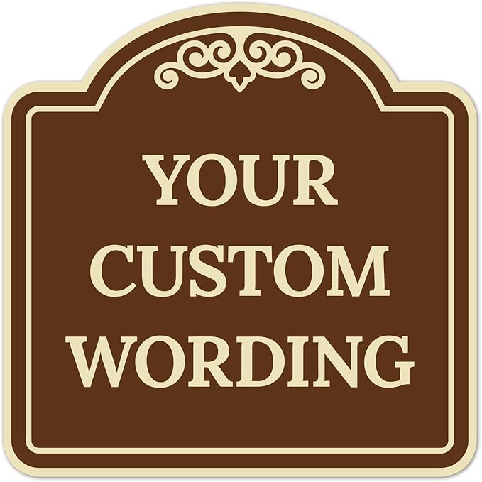 Custom Decorative Sign, Personalized Metal Sign for Business, Driveway, Home, Airbnb, Office Door Plaque, Brown Background Sign, 12x12 Inches, ACM, Fade Resistant, Made in USA by Sigo Signs