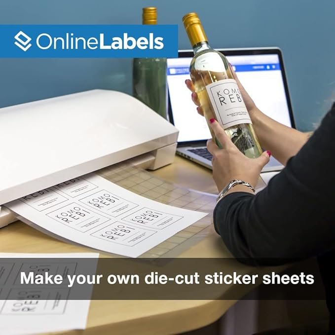 Sticker Paper, 1,000 Sheets, White Matte, 8.5" x 11" Full Sheet Label, Works with Inkjet and Laser Printer, Compatible with Electronic Cutting Machines, OL177WX, OnlineLabels