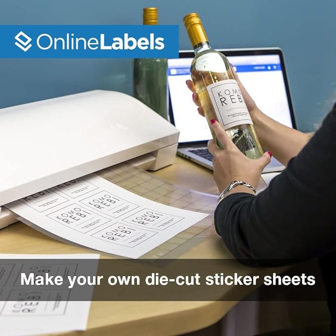 OnlineLabels 8.5" x 11" Full Sheet Sticker Paper – Permanent Adhesive, White Matte – Works With Cricut & Silhouette – for Inkjet & Laser Printers – Pack of 100 Sheets OL177WX