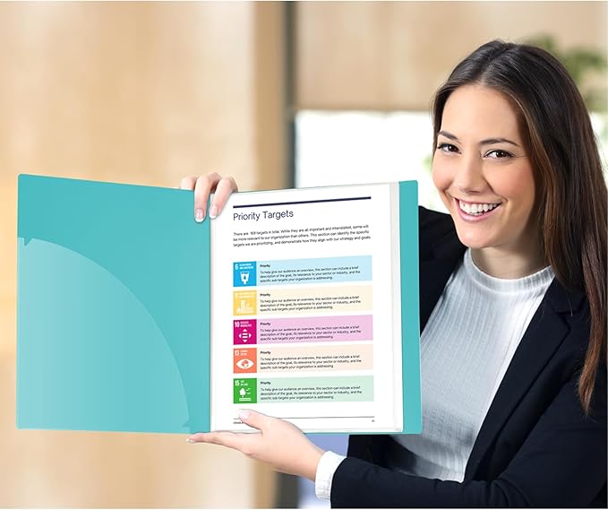 Dunwell Presentation Binder 24-Pocket, Displays 48 Pages, 8.5x11 Portfolio Binder with Plastic Sleeves, Storage and Organizer for Documents, Certificates, Projects, Photos (3 Pack, Aqua)