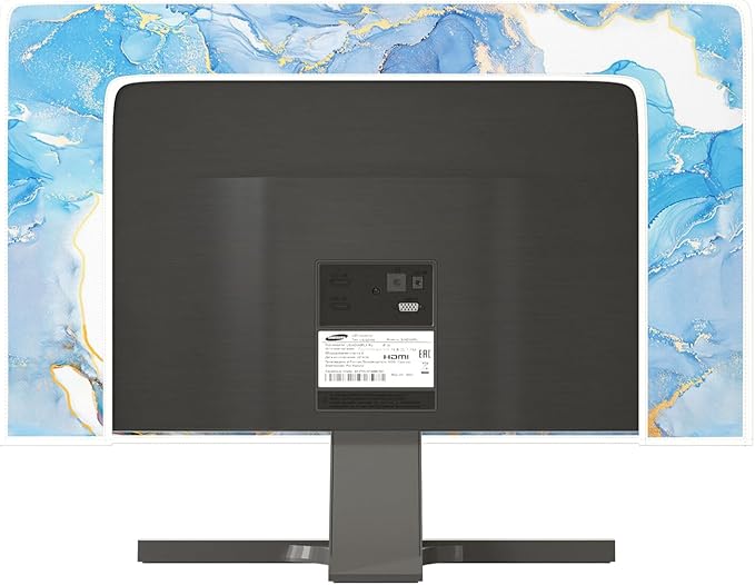 Baocicco Baby Blue Gold Marble Waterproof Screen TV Cover 58, 59, 60 Inch Modern Television Accessories TV LCD Fashion Weatherproof Screen TV Decorations for Tablet LED LCD OLED TVs