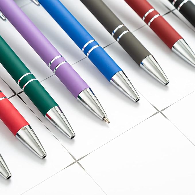 HEYZARDA Personalized Pens with Name Text Logo Custom Ballpoint Pen for Business Office Events with Stylus for Touchscreen 10 Pcs Blue