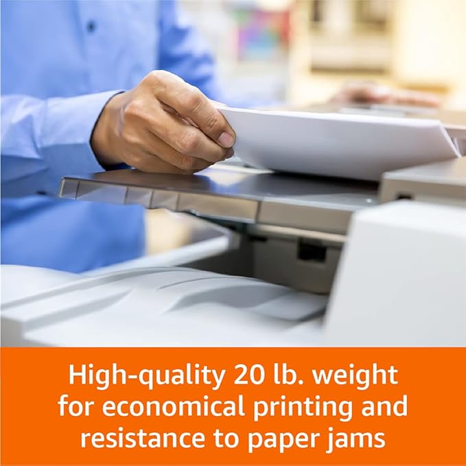 Amazon Basics Multipurpose Copy Printer Paper, 8.5 x 11 Inches, 20 lb, 1 Ream, (500 Sheets), 96 Bright, White