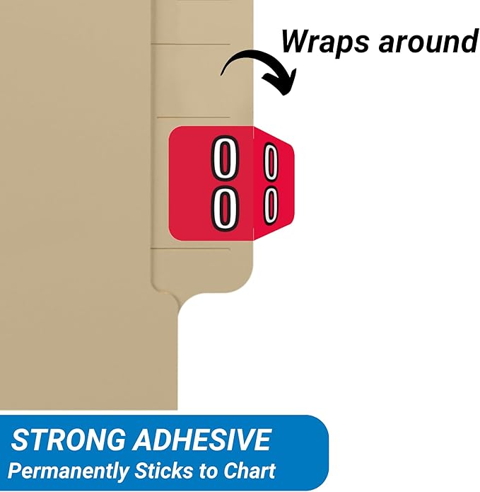 Doctor Stuff - File Folder Labels, Terminal Digit Filing, Consecutive Double Digit Numbers 00-09, Barkley FDDBM Match - BXDM Series Chart Stickers, Red, 1" x 1-1/2", 500/Roll