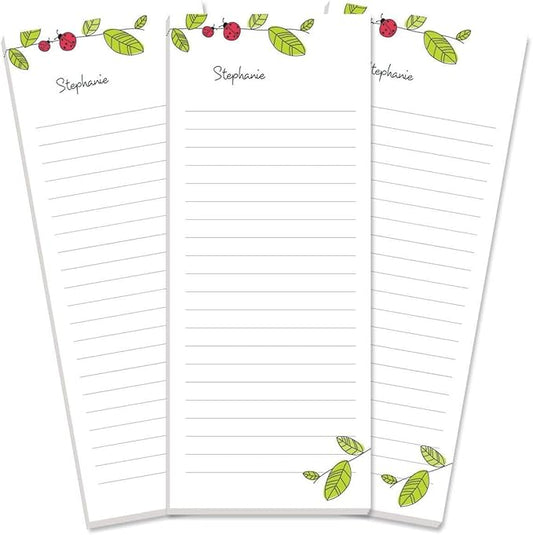 Current Ladybugs Personalized Notepads – Set of 3, 50-Sheet Lined Paper Pads, Memo Pad, Shopping List, To-Do Notes, Office Organizer