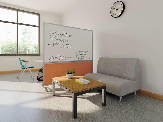 DivideWrite Mobile Whiteboard | Double Sided Dry Erase Board | Portable Office Cubicle Partition | Display for Classrooms, Conference Rooms, Meeting Areas and More | Latte Fabric 5' Wide X 6' Tall