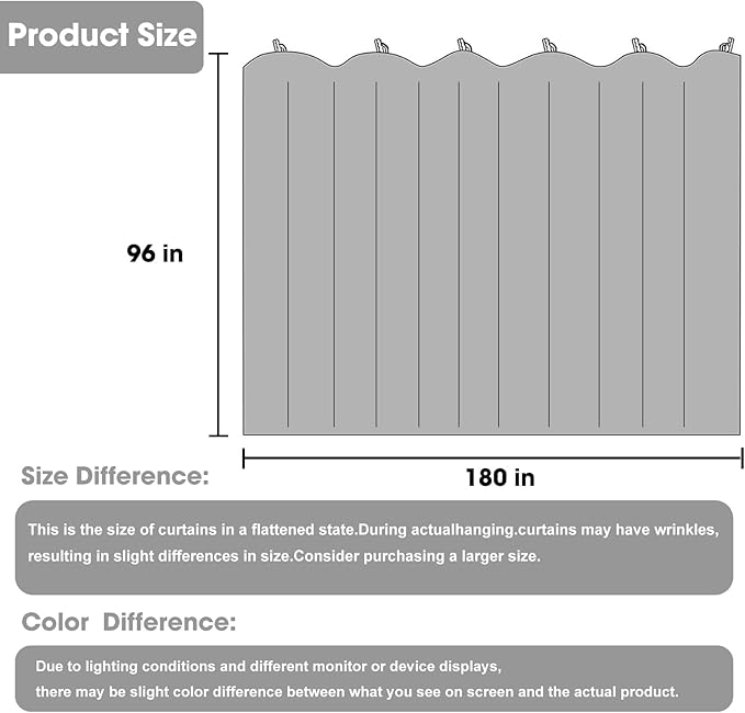 Cbsroro Room Divider Blackout Curtain Track Curtains Wall Dividers Panels Screen for Living Rooms Bedroom Office Privacy Partition Separation, W180 × L96 Inch,1 Panel, Grey
