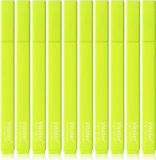 Vitoler Fluorescent Yellow Highlighters,10 Pack Bright Color Chisel tip Highlighters for Adults Kids in the Home School Office