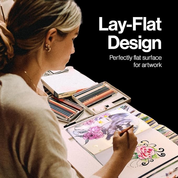 Landscape-Shaped Sketchbook, 8.25 x 11.25 inches, Lays Flat Flexible Sketch Book for Artists, Ideal for Ink, Water Color, Pen, Pencils, 160 Tear Resistant Pages, Size: Landscape Large, Leda Art Supply