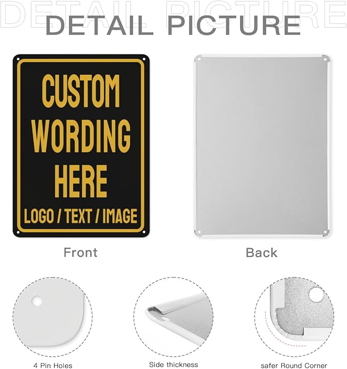 Custom Sign Bulk Personalized Metal Signs For Outdoor Indoor Business Home Store Office Yard Street Lawn Make Your Own Customized Signs With Your Logo Text Photo, 12x8inch