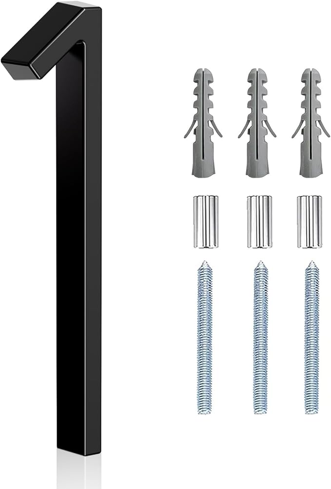 5" Floating Stainless Steel Address House Number, Modern Metal Anti-Rust House Numbers with Nail Kits for Door Garden Mailbox Decor Visibility Signage (1)