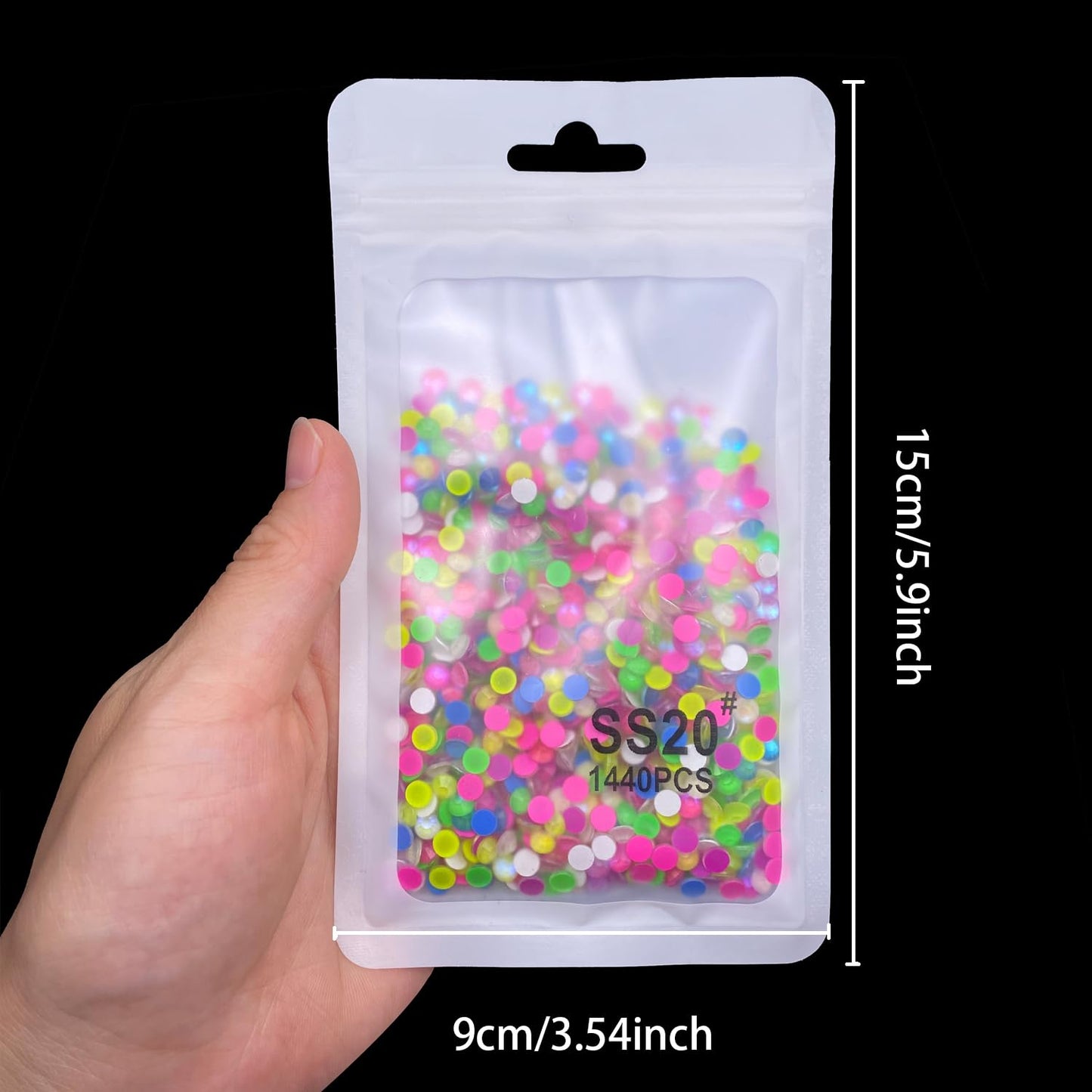 Flatback Glass Rhinestones,Bedazzler Gems 1440pcs Non Hotfix Crystal Rhinestones for Nail Charms Crafts Clothes Tumblers,Mixed AB Neon,SS20