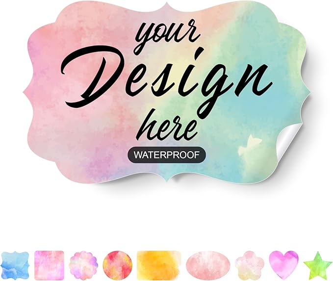Custom Stickers Personalized Labels - Customized Stickers with Any Design Image Logo Text,Custom Stickers for Business Logo,Custom Thank You Label Stickers,100 Labels (Fancy Frame,5"x2")
