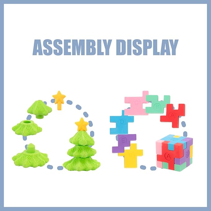 CLOCK KING 90pcs 3D Cute Kids Erasers, Random Desktop Pet Toys Gifts, Classroom Rewards Kids Party Gifts, Various Styles Such as Animals, Food, Plants, Space, Princess, Sports, Halloween, Christmas