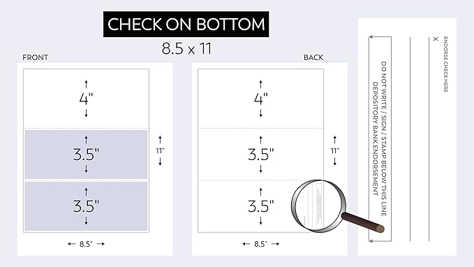 Compuchecks Check on Top Blank Check Paper - 2500 Pack, Quick-Books & Laser Printer Compatible - Security Business Checks with Voucher - 8.5" x 11" Gold Diamond