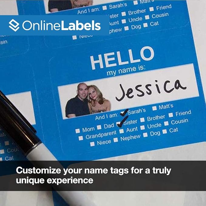 Printable Name Tags - 2-1/3 x 3-3/8 - Pack of 200, 25 Sheets - Inkjet or Laser Printer - Online Labels