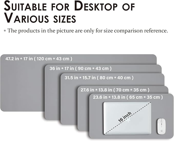 HOMIEAZICOZI Leather Desk Mat - Non-Slip PU Pad for Office and Home Organization Accessories Ideal Large Mouse Mats on Top of Desks (Dark Gray,36''x 17'') (DPD-DGr-L)