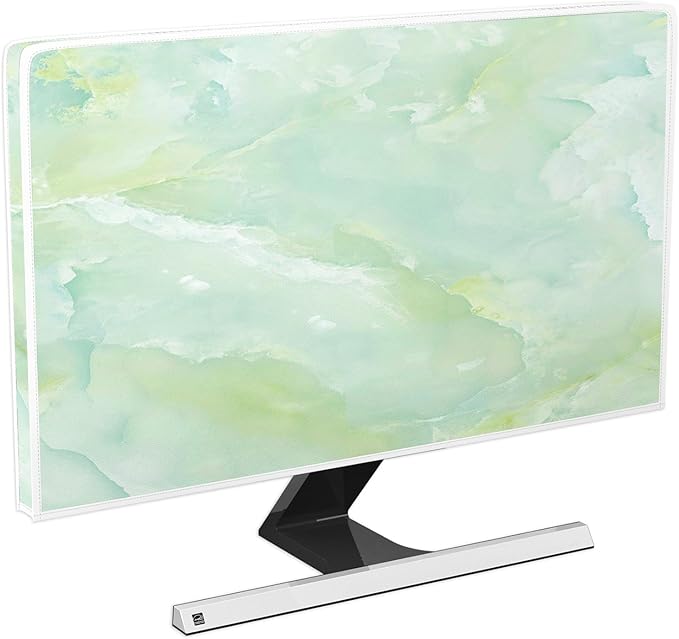 Baocicco Sage Green Marble Waterproof TV Dust Cover 65 Inch Anti-Static Dustproof Abstract Creative Desige Television Accessories TV LCD Screen Texture TV Decoration for Tablet