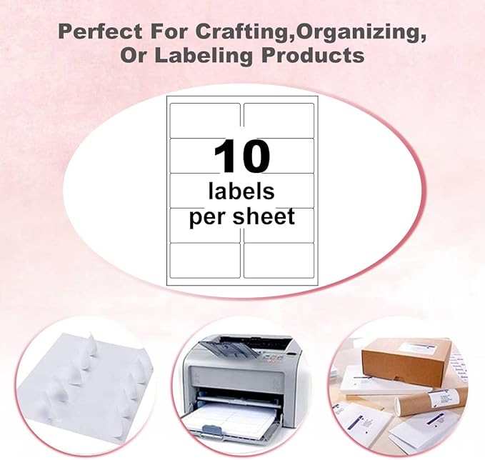 BESTEASY 10-UP Address Labels,/Address Mailing Labels 500 Sheets Shipping Sticker Labels Compatible Laser/Ink Jet Shipping Labels(5000 Labels)