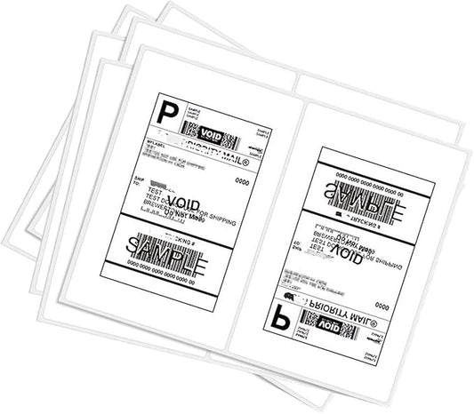 Round Corner Half Sheet Self Adhesive Shipping Labels for Laser and Ink Jet Printers, White Blank (1000 Sheets, 2000 Labels)