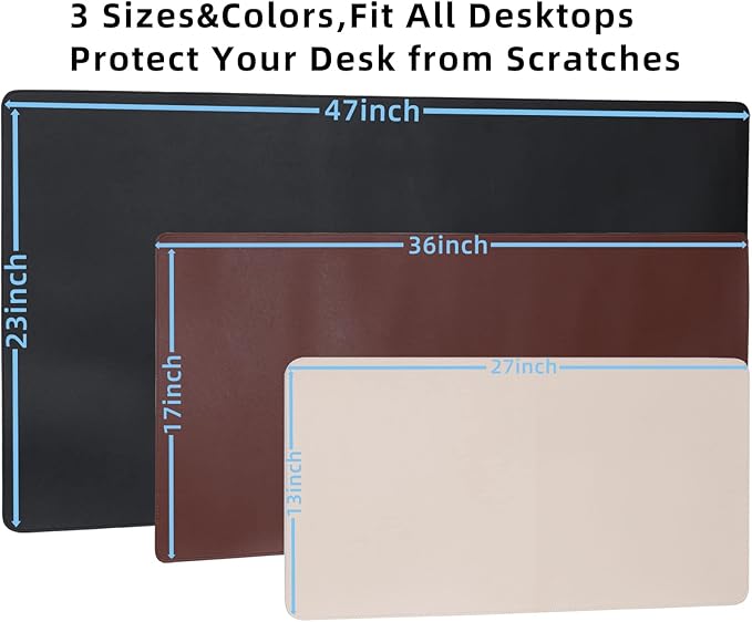 Wolaile PU Leather Desk Pad Blotter 27x13 inches,Non-Slip Base Waterproof Surface Office Desk Mat,Large Computer Mouse Pad,Old Desktop Cover Decor,Brown