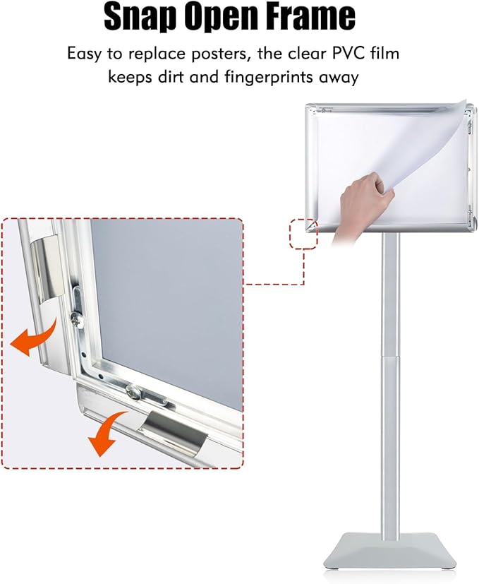 Golemas Sign Stand for Display, 11lbs Integrated Rod Heavy Duty Pedestal Floor Signage Stand Holder, for Outdoor or Indoor Advertising (11 x 17, Silver, 3Pack)
