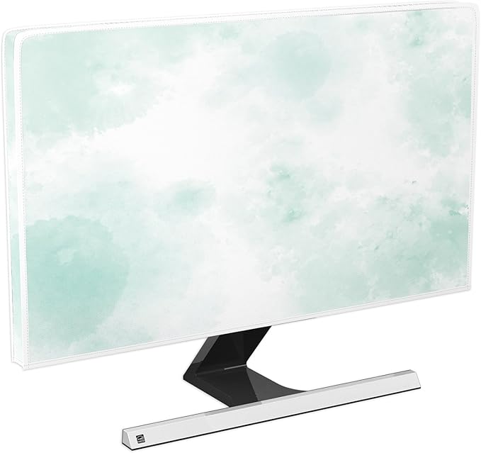 Baocicco Abstract Watercolor Waterproof Computer Monitor Cover 22, 23, 24, 25 Inch Cyan Marble Dip Dyeing Dust Proof Monitor Covers for Computer Screen Anti-Static Dustproof Protective，Mint Green