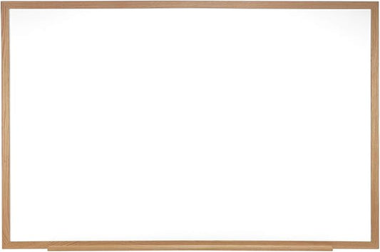 Ghent 4 x 12 Porcelain Magnetic Whiteboard, Wood Frame, 1 Marker, 1 Eraser, Made in the USA (M1W-412-4)