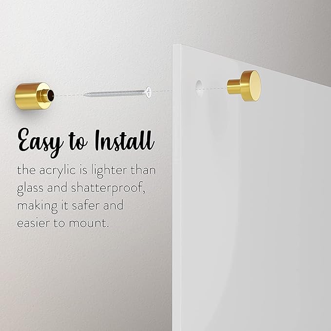 Acrylic Dry Erase Board for Wall with Stylish Border - Shipped Next Day, Made in USA, Non-Magnetic Whiteboard, Wall Mounted Board, Easy to Clean (White - 11x14)