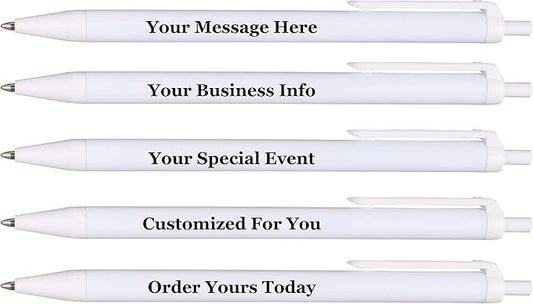 RevMark Personalized Ballpoint Pen, Custom Printed Name, Business or Event Information, Timeless Advertising, USA Made Pens, Promotional Marketing, Smooth Black Ink, Bulk Pack (White,500 Ct.)