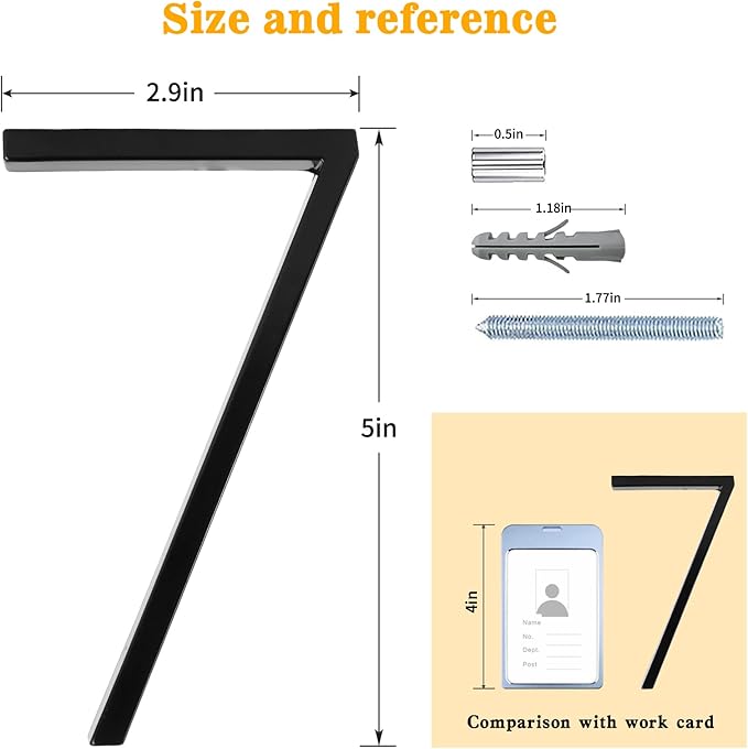 5" Floating Stainless Steel Address House Number, Modern Metal Anti-Rust House Numbers with Nail Kits for Door Garden Mailbox Decor Visibility Signage (2)