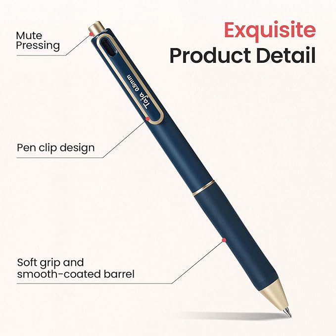 Taja Gel Pens, 12 Pcs Quick Dry Black Gel Ink Pens, 0.5mm Fine Point Smooth Writing Pens for Journaling and Note Taking, Cute Aesthetic Pens for Women & Men-Multicolor