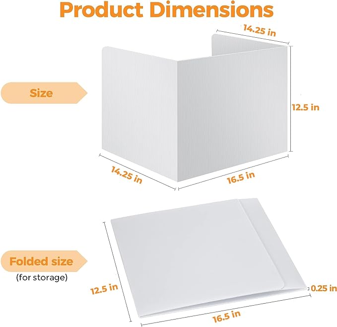 4-Pack Classroom Privacy Shields for Student Desks - Easy to Clean Plastic Desk Divider Folder Study Carrel Sneeze Guard for Student Testing Dividers Boards