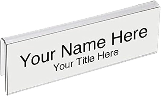 50-Pack 8.5" x 2" Acrylic Name Plate for 1" Cubicle Wall Glass – Custom Name Sign Holder – Single Sided Acrylic Display Stands - Placard Label Holder Use for Classroom, Offices, Office Door