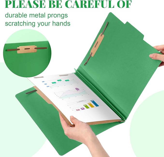 Skyygemm 24 Pcs Classification Folders Letter Size, 1 Divider Pressboard File Folder with Fasteners, Expanding File Organizer Bulk for School Teachers, Office Employee, Coworker, Staff (Green)